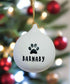 A Paw Print Personalised Ceramic Round Bauble